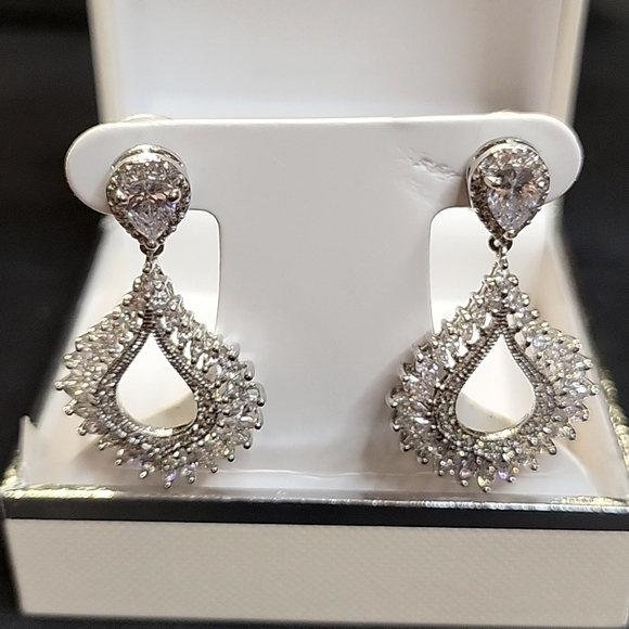 Silver Plated Teardrop Earrings - Picture 3 of 4